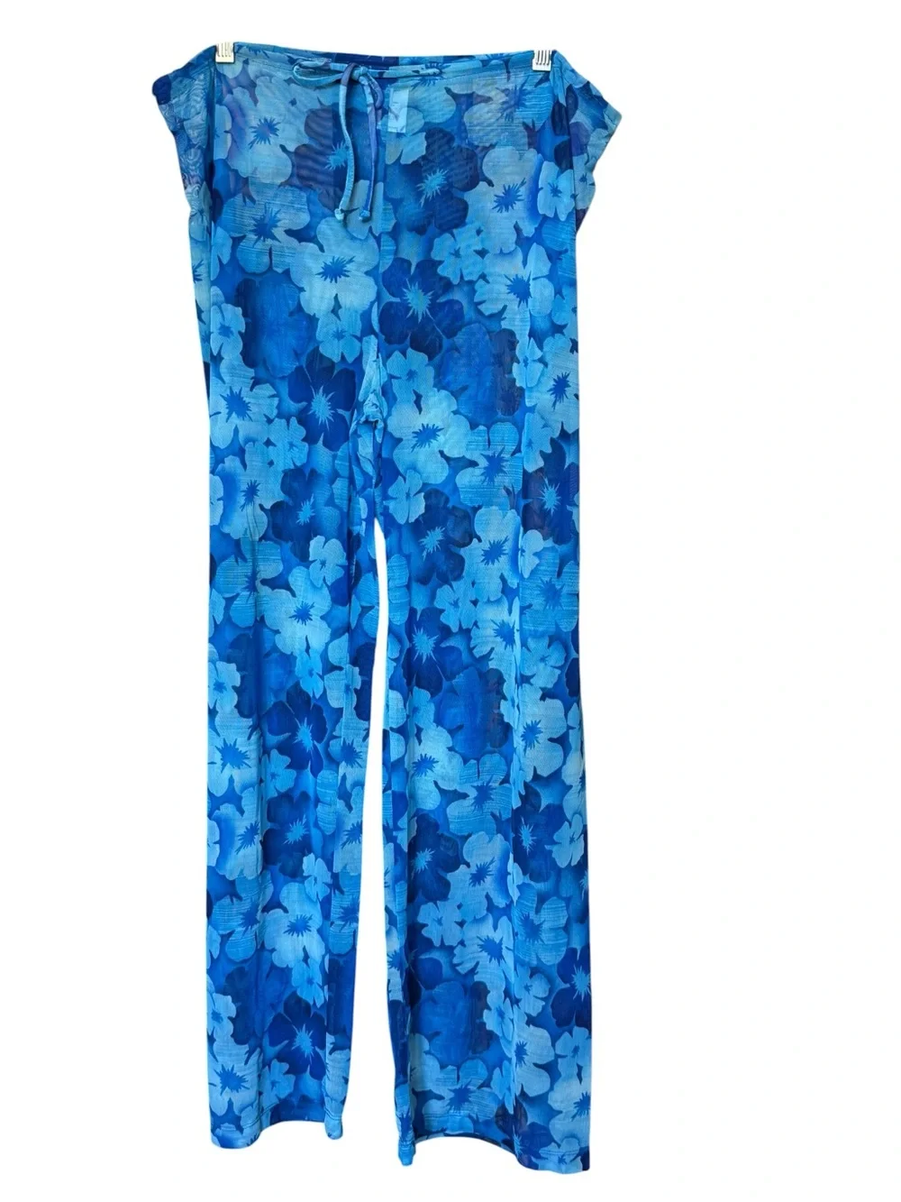 Leilani Blue Floral Sheer Beach Coverup Pants Women’s Size M/L Resort Wear - Picture 2 of 8